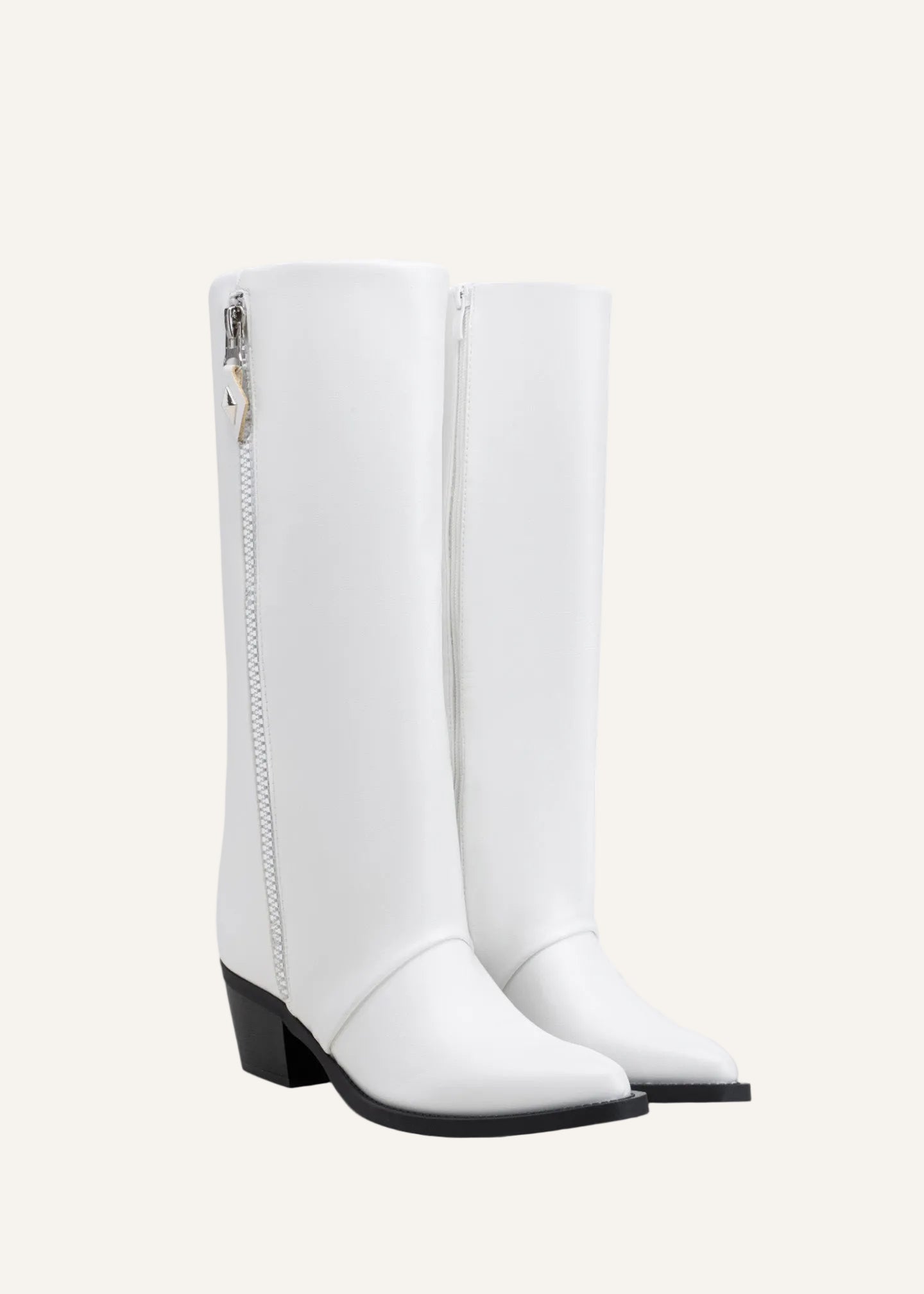 Bottes hautes talons carrés à zip