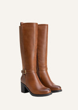 Bottes hautes talons carrés à boucles