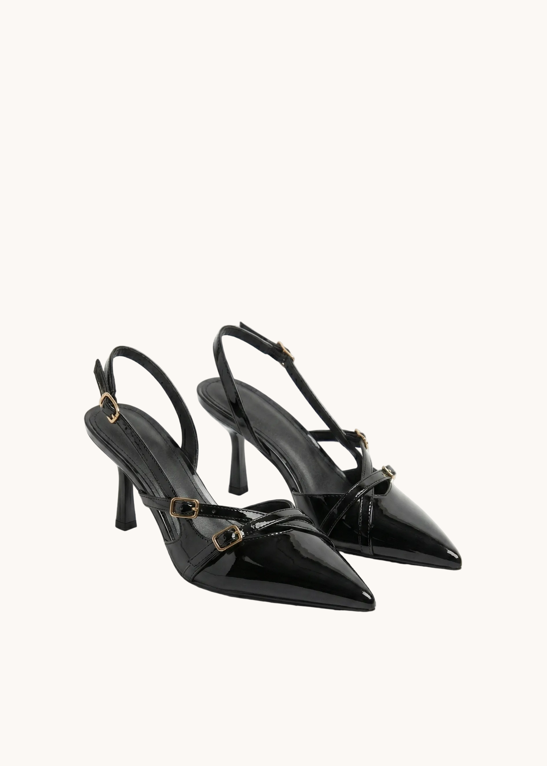 Escarpins Slingback vernis à brides croisées
