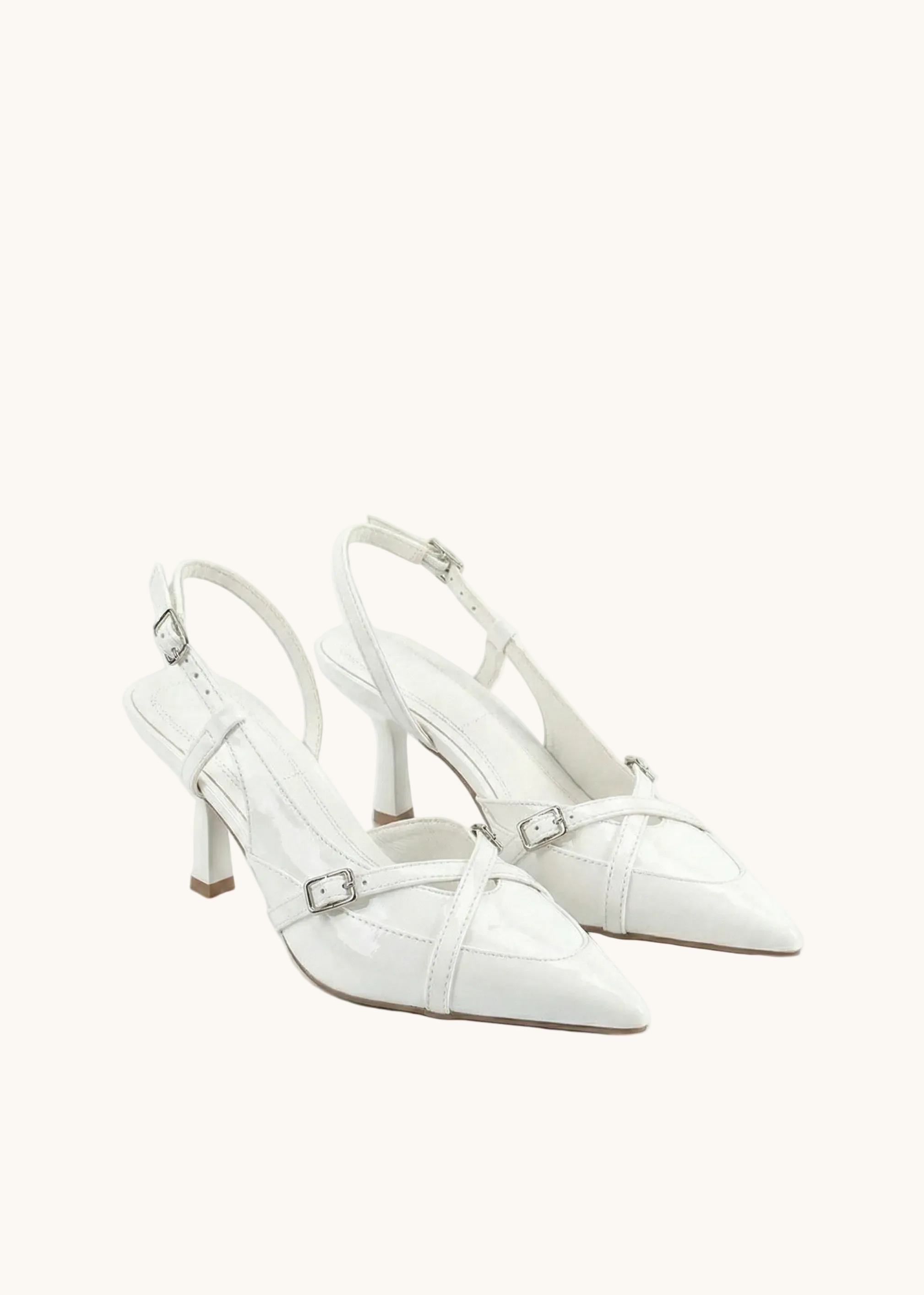Escarpins Slingback vernis plissés à brides croisées