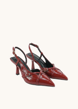 Escarpins Slingback vernis plissés à brides croisées