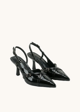Escarpins Slingback vernis plissés à brides croisées