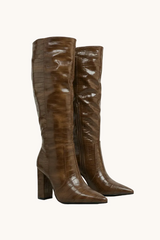 Bottes hautes vernis embossés Croco