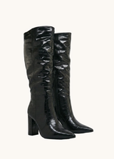 Bottes hautes vernis embossés Croco