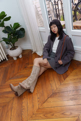 Bottes hautes en daim suédine à strass