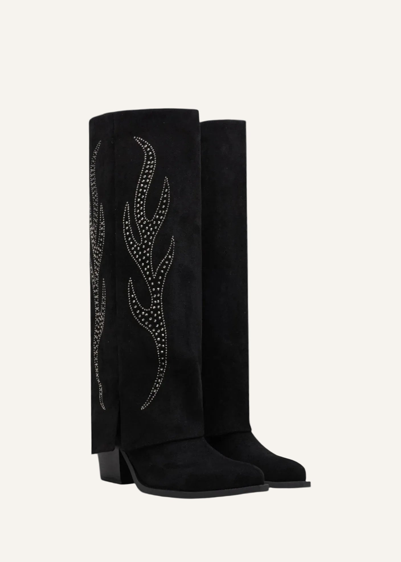 Bottes hautes en daim suédine à strass