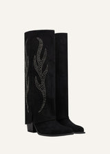 Bottes hautes en daim suédine à strass