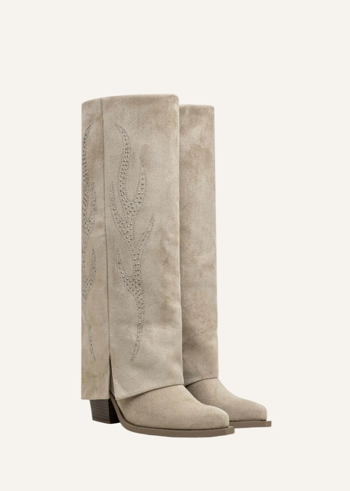Bottes hautes en daim suédine à strass