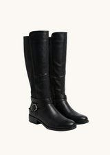 Bottes cavalières hautes à brides croisées et boucles