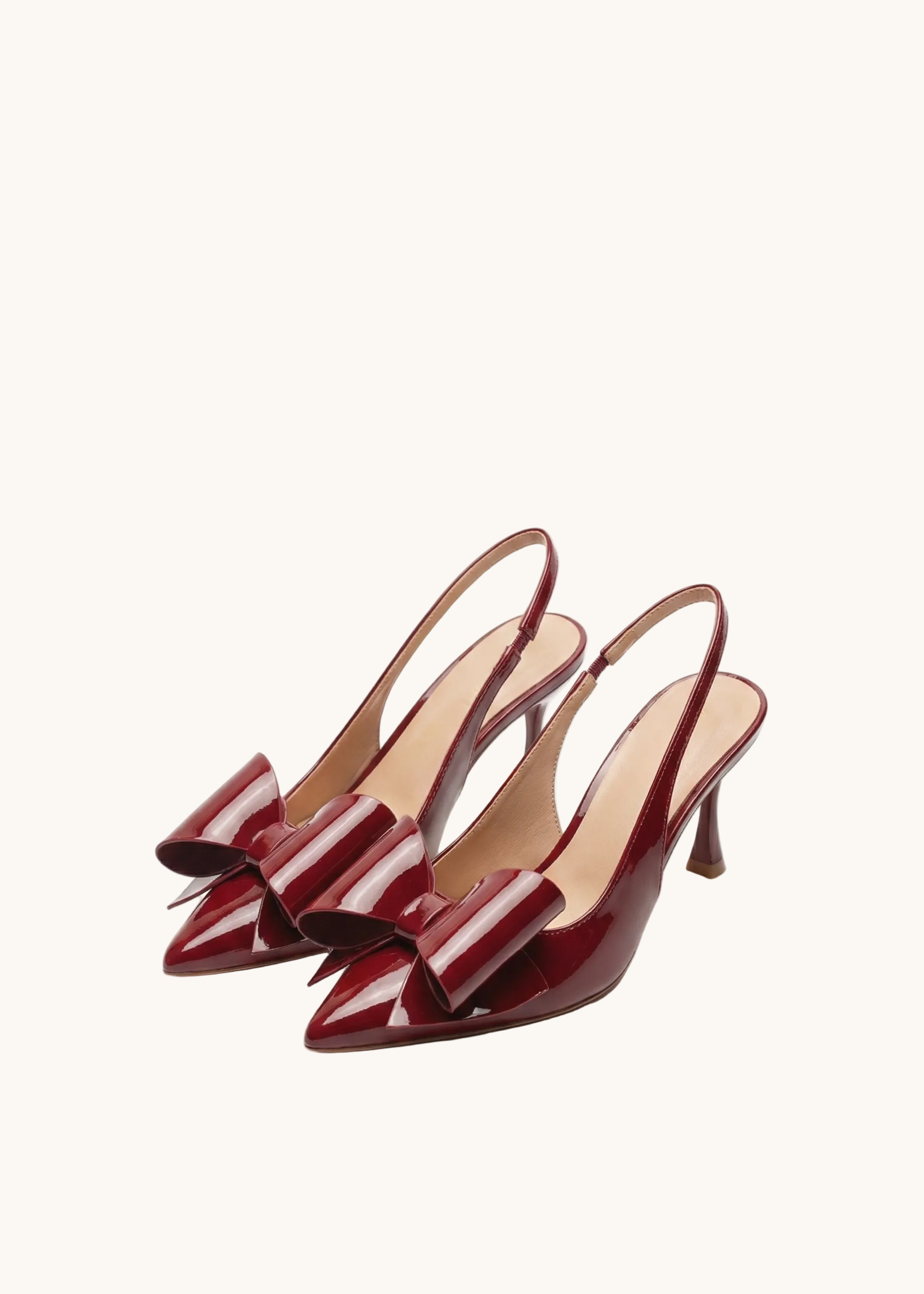 Escarpins Slingback vernis avec noeud papillon ruban