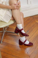 Babies vernis talons carrés blocs à brides