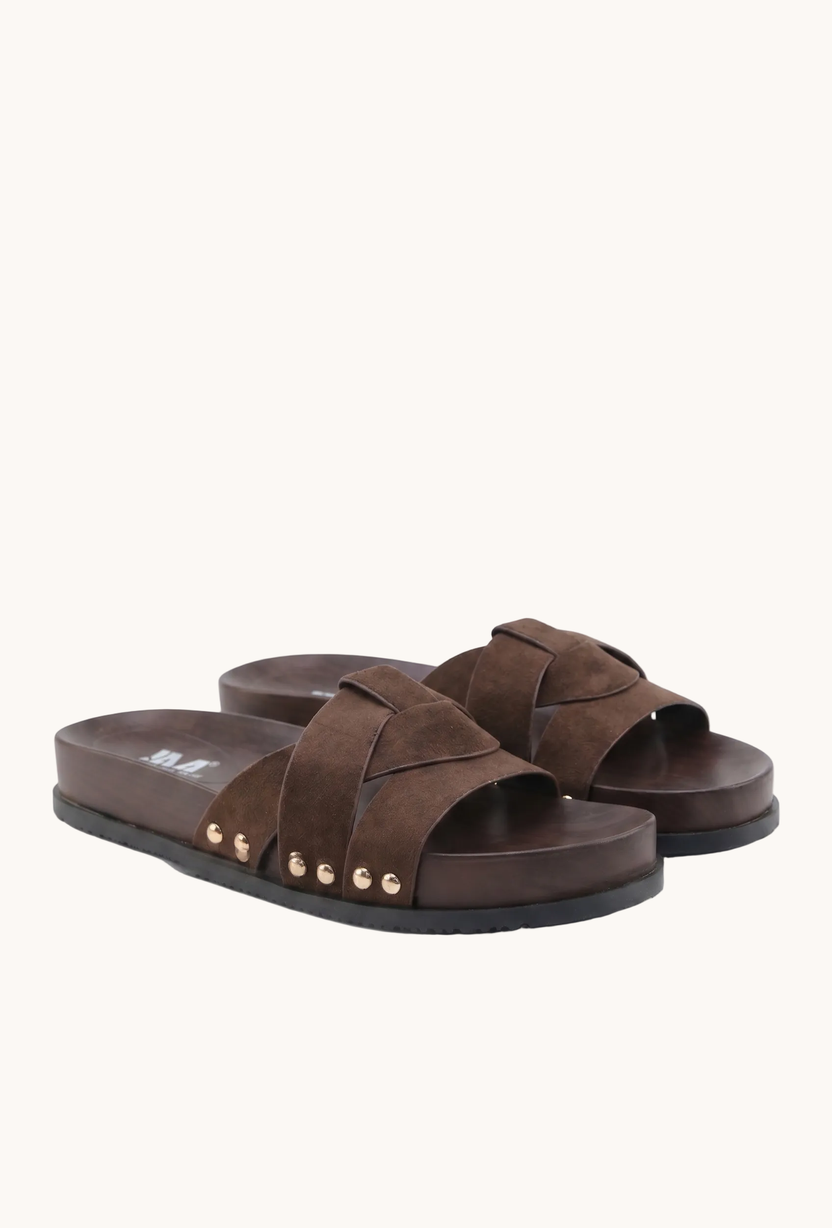 Mules Plates à Brides Croisées et Détails Cloutés